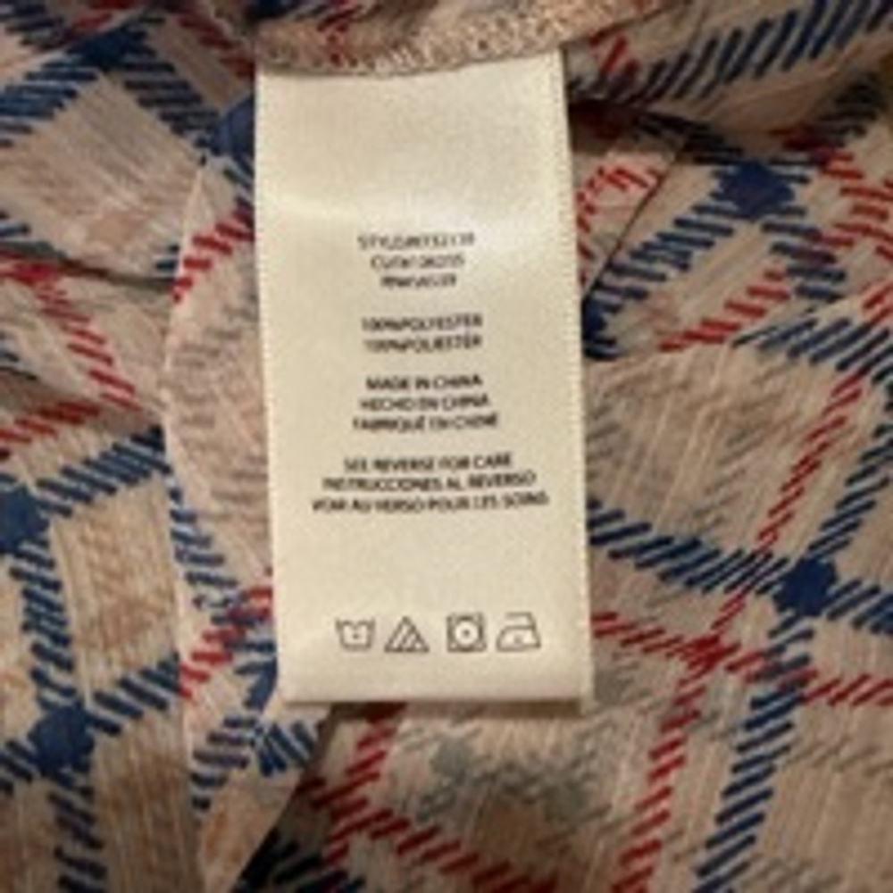 Women's KUT From the Kloth Plaid Button-Up Shirt XL White Blue - Picture 8 of 9
